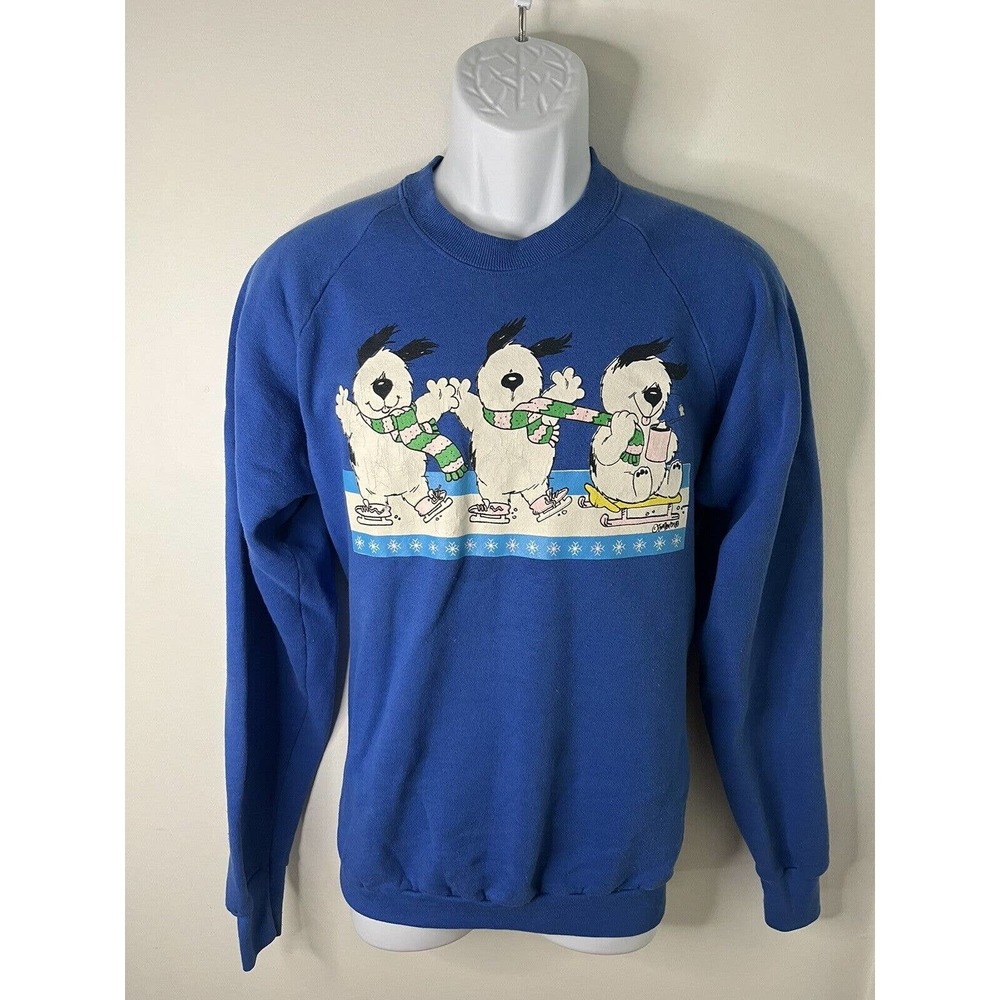Vintage Screen Stars Made In USA XL Christmas Sweater Bears Skating Womens